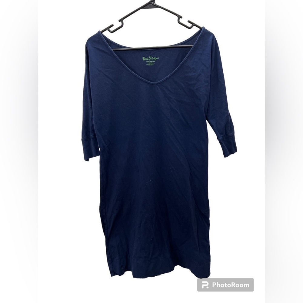 Lilly Pulitzer Navy Cotton Shirt Dress Size Small